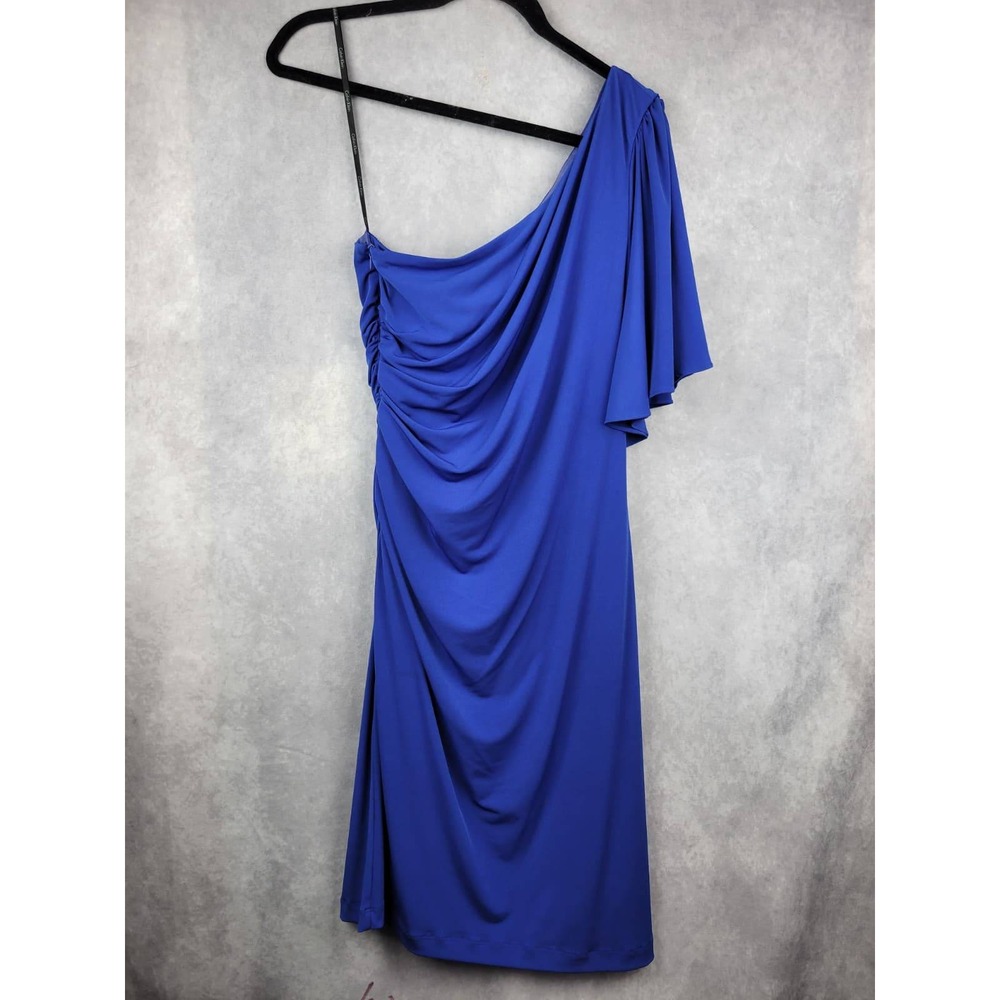 Calvin Klein One Shoulder Ruched Sheath Dress Royal Blue Size 10‎